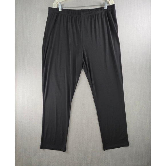 Slinky Brand Pants - Slinky Brand Pants Womens 1X Black Elastic Waist Straight Leg Stretch 8143-D14